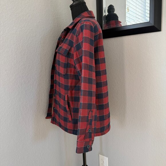 VINTAGE LL BEAN Signature Grunge Sherpa Lined Chamois Plaid Flannel Jacket Small - Picture 3 of 15